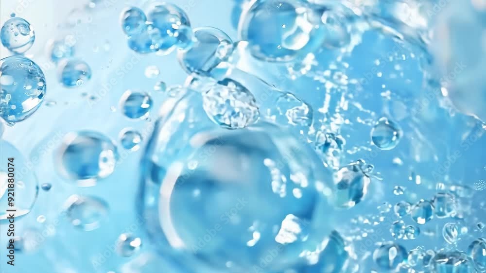 Underwater clear blue bubbles floating in water Underwater clear blue bubbles floating in water