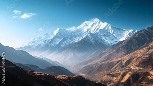 "Epic Panoramic Mountain Range with Snow-Capped Peaks"