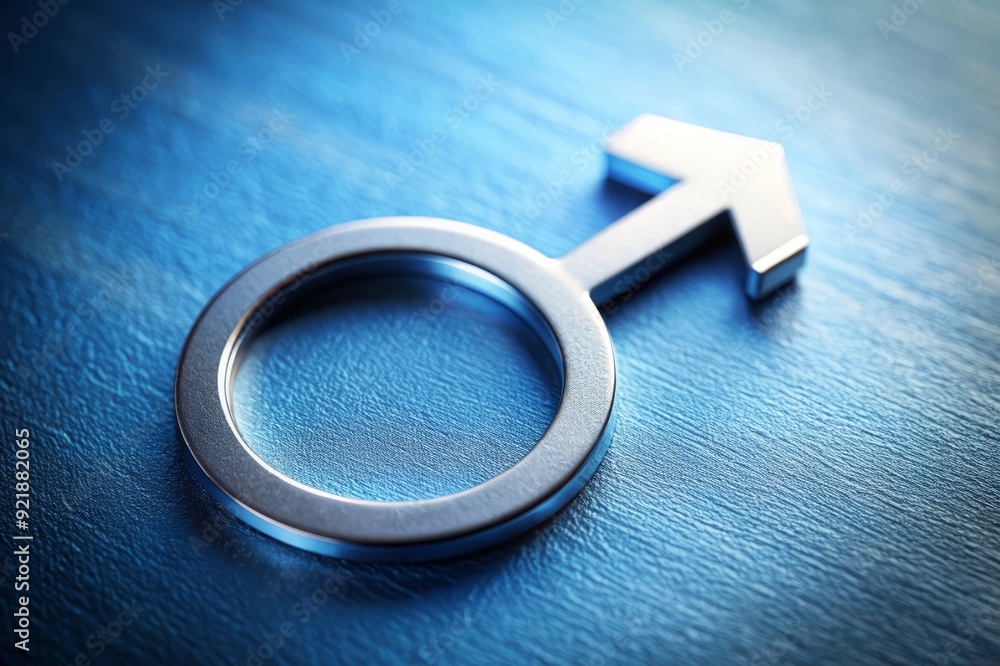 Male Gender Symbol on Blue Background. Male Gender Symbol on Blue Background.