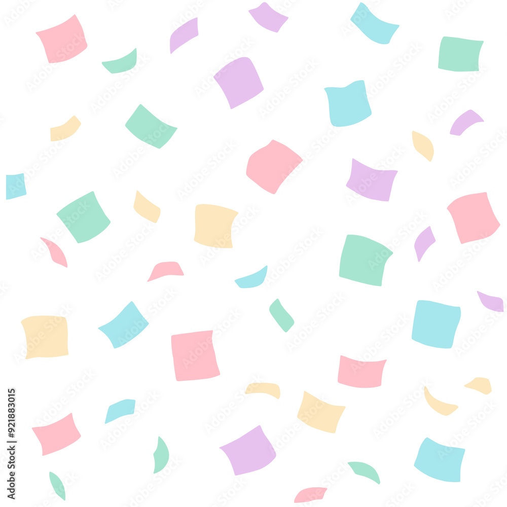 Falling colorful confetti flat design. Confetti in pastel colors