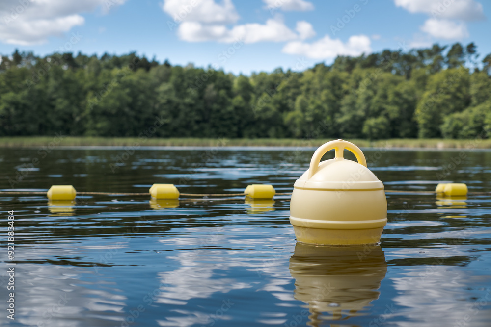 A safe summer swimming area by the water. Holidays and safe rest.