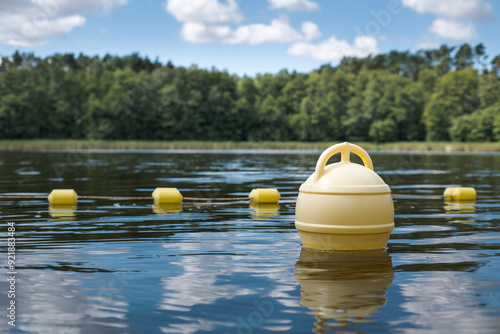 Obraz na płótnie A safe summer swimming area by the water. Holidays and safe rest.
w salonie