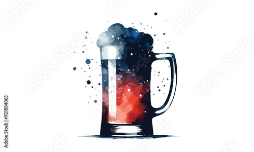 beer mug, free drink, watercolor mugs of beer, alcohol drinks, hand drawn, watercolor mugs of beer