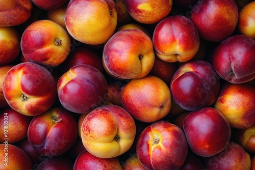 Fresh ripe peaches forming a textured background of healthy fruits