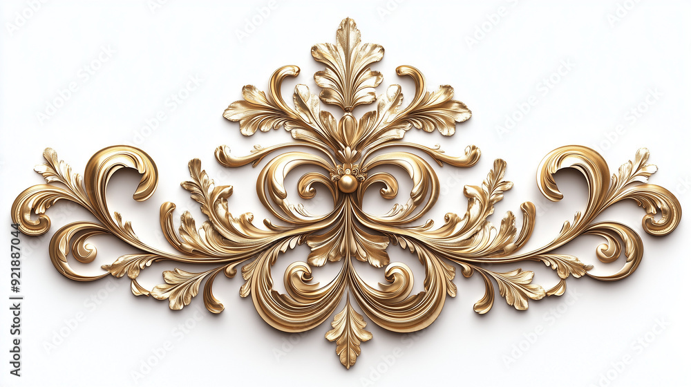 Ornate Gold Decorative Elemen. Detailed gold ornament with intricate floral design, ideal for luxury decor, invitations, and classic style designs. Ornate Gold Decorative Elemen. Detailed gold ornament with intricate floral design, ideal for luxury decor, invitations, and classic style designs.
