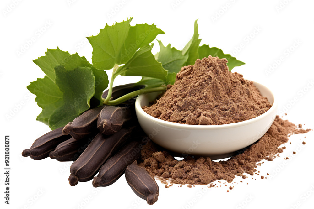 Φωτογραφία Vanilla beans and ground vanilla powder in ceramic bowl, natural brown spice ing