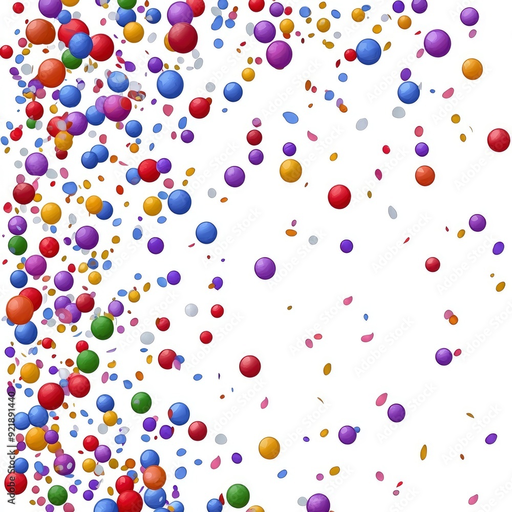 Colorful Confetti Balls Falling on White Background Colorful Confetti Balls Falling on White Background