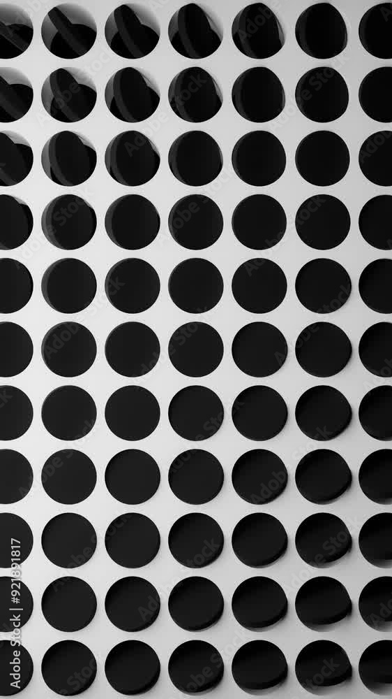 abstract animated motion graphic background, 4k vj loop, black and white 3d cirles animation