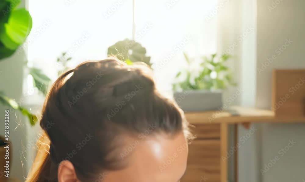 Yoga Instructor Demonstrating Downward Dog Pose in Serene Studio