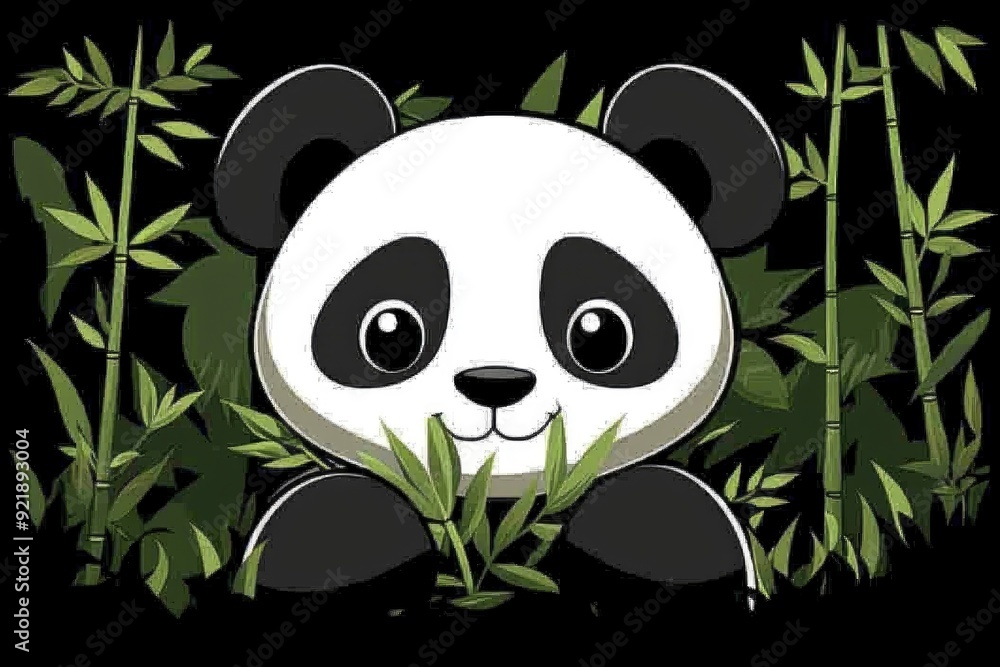 Cute Panda Bear Peeking from Bamboo Forest Cute Panda Bear Peeking from Bamboo Forest