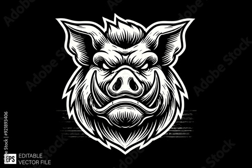 pig Black and White Vector Silhouette Illustrations Clip Art  Graphic Design Elements