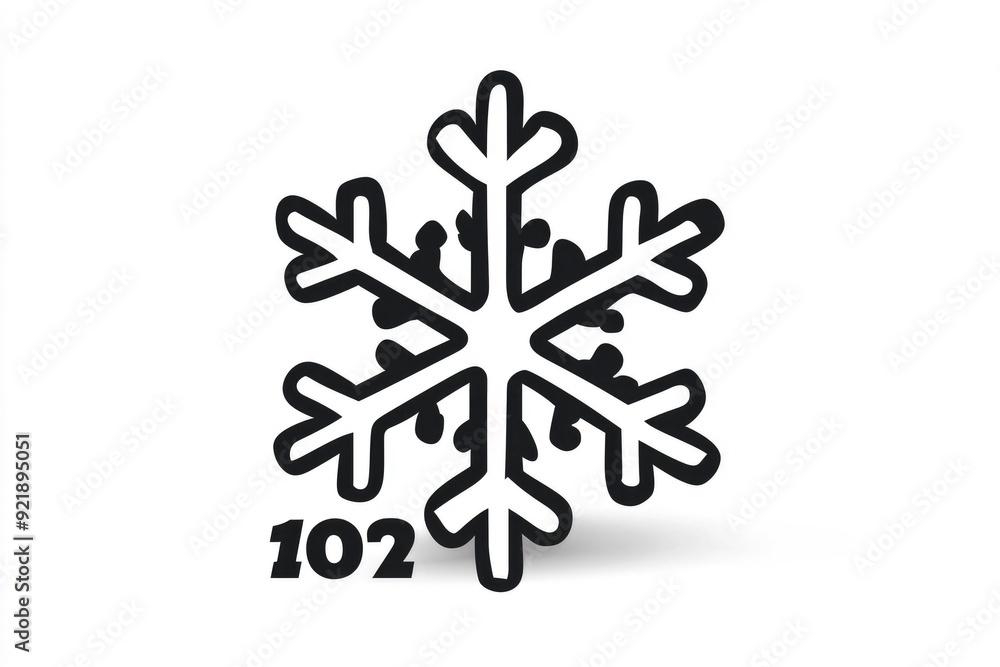 Hand-drawn Snowflake with Drop Shadow and Number 102 Hand-drawn Snowflake with Drop Shadow and Number 102