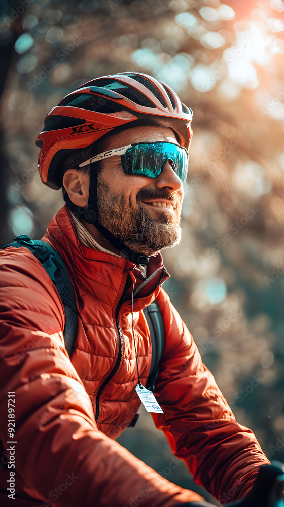 Cyclist with Helmet and Insurance Card Symbolizing Cycling Protection in Insurance Ads Cyclist with Helmet and Insurance Card Symbolizing Cycling Protection in Insurance Ads