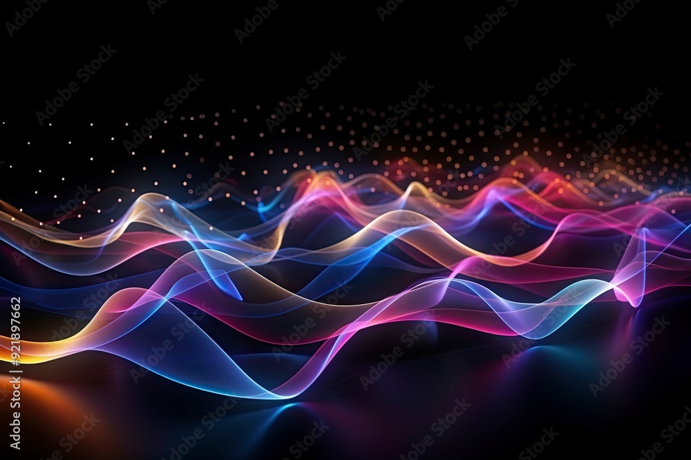 Holography and Scientific Visualization, Light Waves, Three-Dimensional Technology Concept Background Holography and Scientific Visualization, Light Waves, Three-Dimensional Technology Concept Background