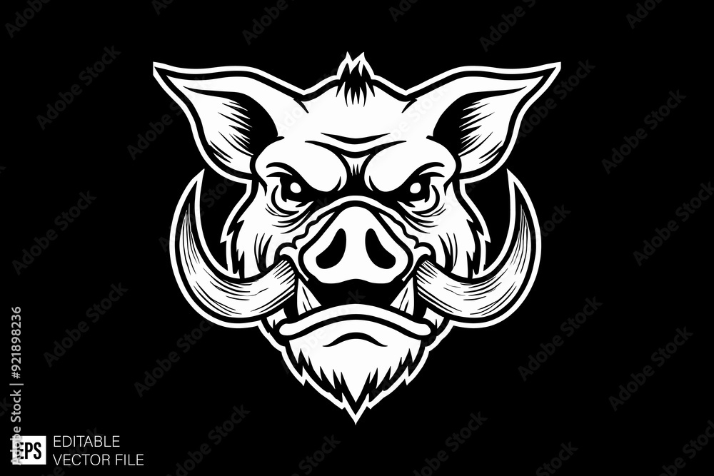 set of pig vector illustration black and white silhouette graphic design template set of pig vector illustration black and white silhouette graphic design template
