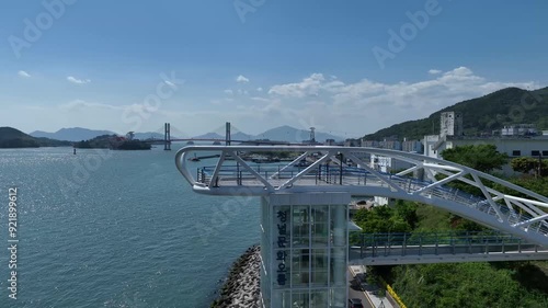 Aerial view of Sacheon bridge, Gyeongnam, Korea photo