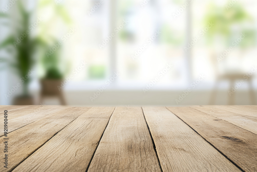 Empty wooden table top with a blurred living room interior background for product display presentation and a modern, minimal design concept, providing a template for artwork or advertising. Empty wooden table top with a blurred living room interior background for product display presentation and a modern, minimal design concept, providing a template for artwork or advertising.