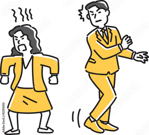 怒っている女性にビビる男性社員