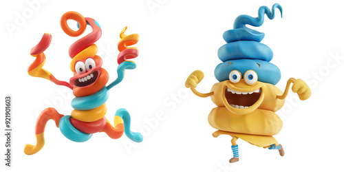 3D Playful Tornado Character Spinning with Joy, on a isolated transparent background