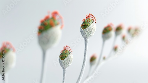 Growth in Focus: 3D Model Animation Revealing Plant Bud Formation with Meristematic Tissue on White Background photo