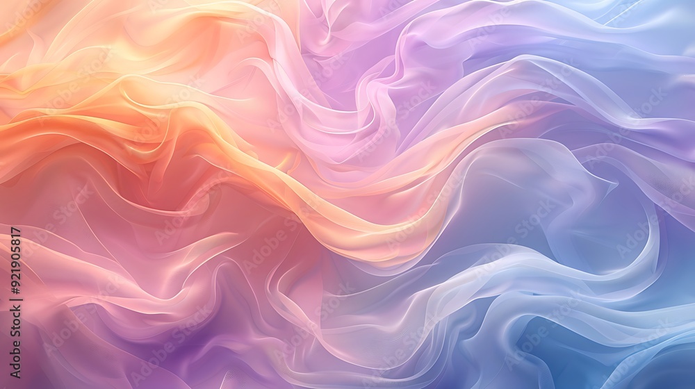 custom made wallpaper toronto digitalAbstract wavy lines in pastel hues, soft transitions of lavender, mint, peach, and pink, flowing and fluid design, hd quality, dreamy and ethereal feel, smooth and seamless blending. --ar 16:9 --v 6.