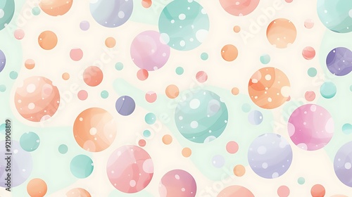 Light pastel polka dots, background in pale mint, dots in lavender, peach, and pink, hd quality, playful and delicate design, light and airy. --ar 16:9 --v 6.0 --s 250 --style raw