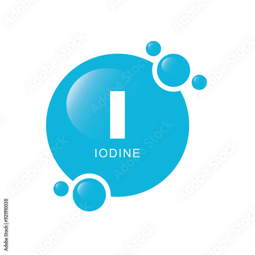 Iodine Mineral, blue shining pill, capsule - icon., vector. 