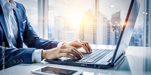 businessman working on laptop