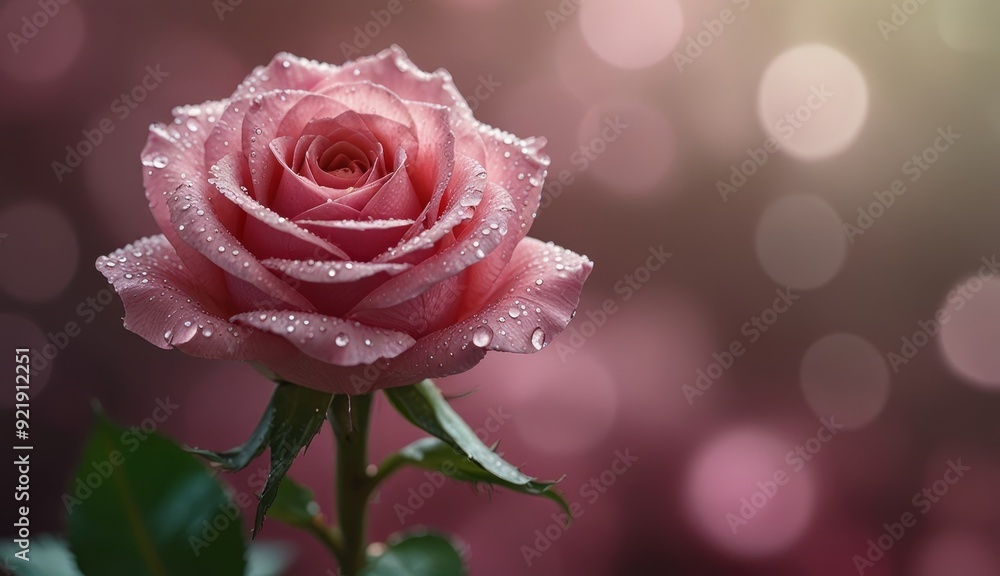 Dew-Kissed Pink Rose in Bloom Dew-Kissed Pink Rose in Bloom