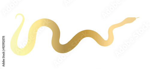 Golden snake silhouette white horizontal background. Symbol of 2025 Chinese zodiac. Minimalist vector snake icon. World snake day