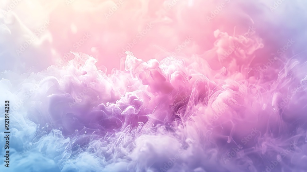 Fototapeta premium Pastel ombre gradient, gentle transitions from pink to lavender to mint, soft and smooth blending, high-definition quality, calming and whimsical atmosphere. --ar 16:9 --v 6.0 --s 250 --style raw
