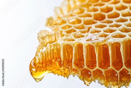 Honey and honeycomb isolate on white background