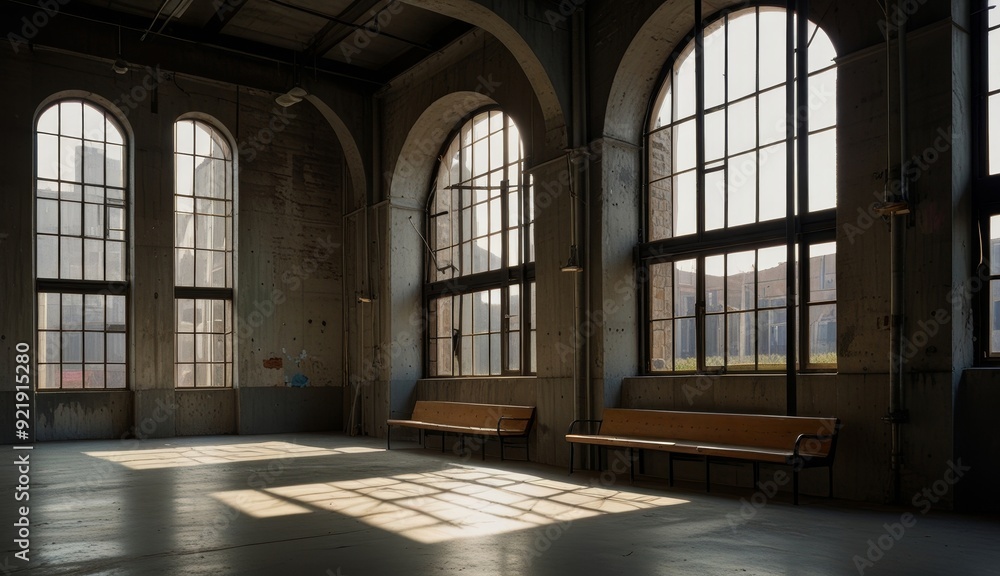 Sunlit Industrial Interior Space Sunlit Industrial Interior Space
