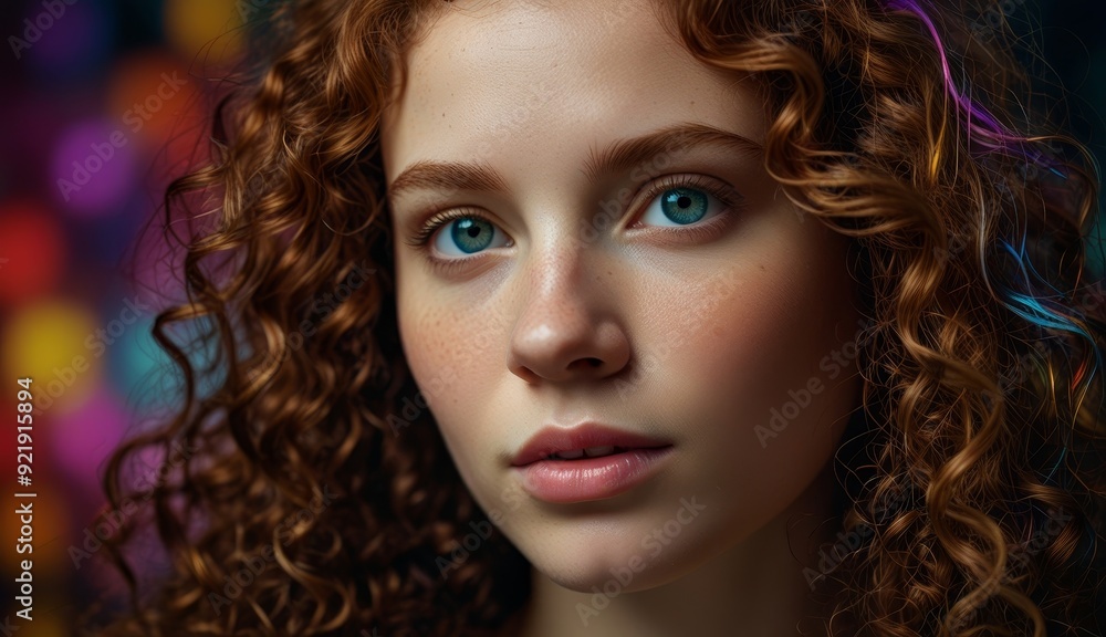 Fototapeta premium Captivating Portrait with Colorful Background