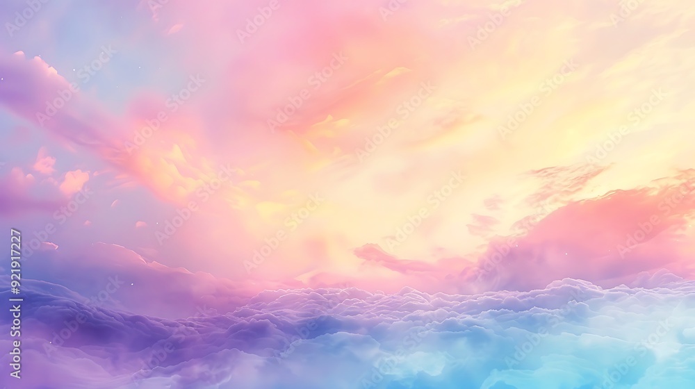 Fototapeta premium Smooth pastel ombre, blending hues of lavender, peach, and mint, seamless transitions, hd quality, whimsical and dreamy design, ethereal atmosphere. --ar 16:9 --v 6.0 --s 250 --style raw