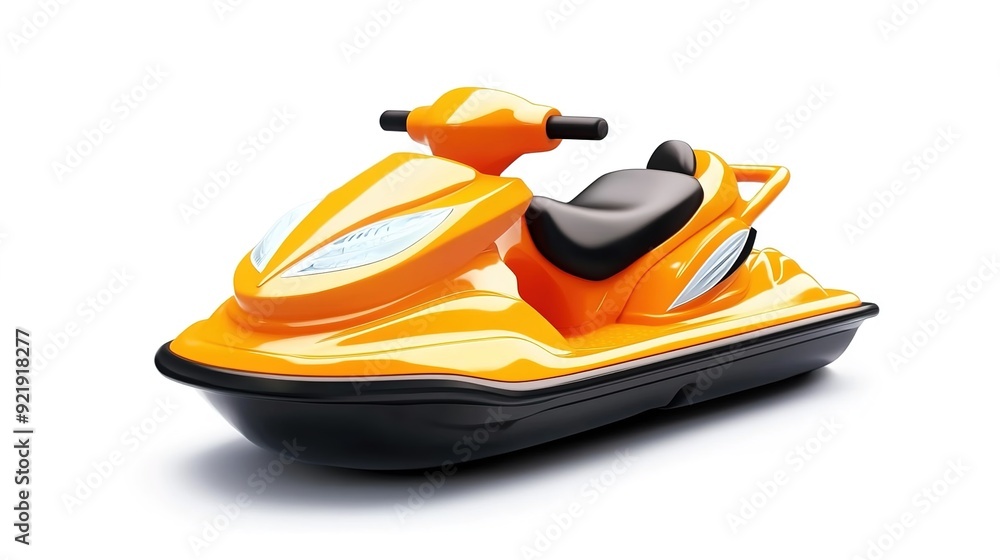Naklejka premium Cartoon orange jet ski isolated on white background