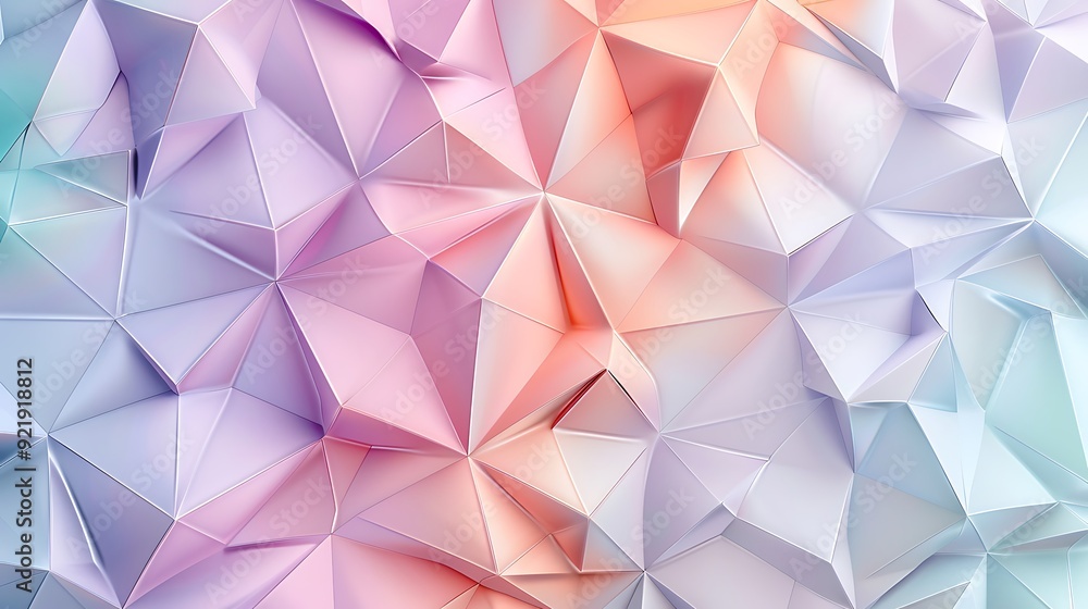 Triangles in pastel colors, soft shades of lavender, mint, and peach, randomly arranged, hd quality, light and whimsical feel, elegant design. Triangles in pastel colors, soft shades of lavender, mint, and peach, randomly arranged, hd quality, light and whimsical feel, elegant design.