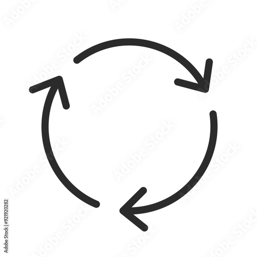 Three arrow recycle icon. Thin line editable vector illustration of an arrow.
