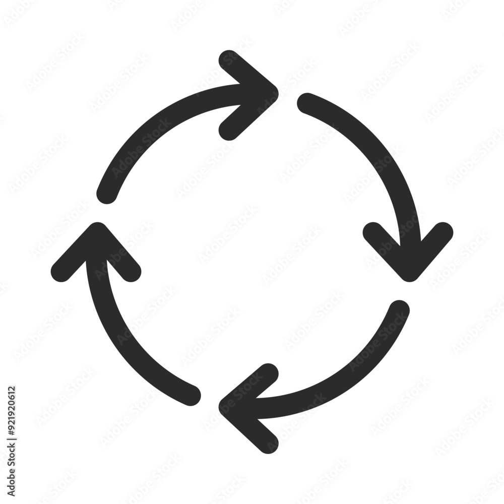 Three arrow recycle icon. Thin line editable vector illustration of an arrow. Three arrow recycle icon. Thin line editable vector illustration of an arrow.