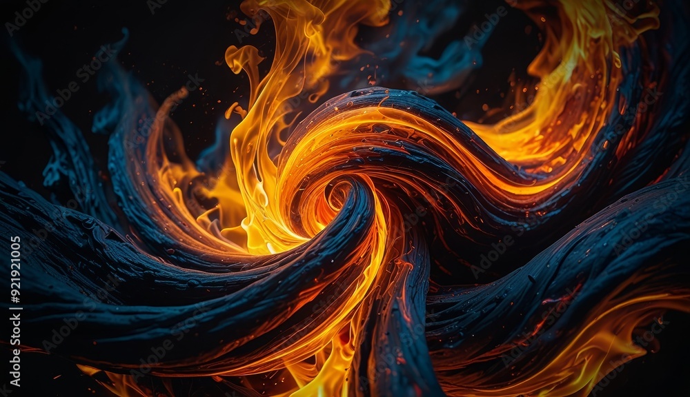 Dynamic Swirl of Fire and Lava
