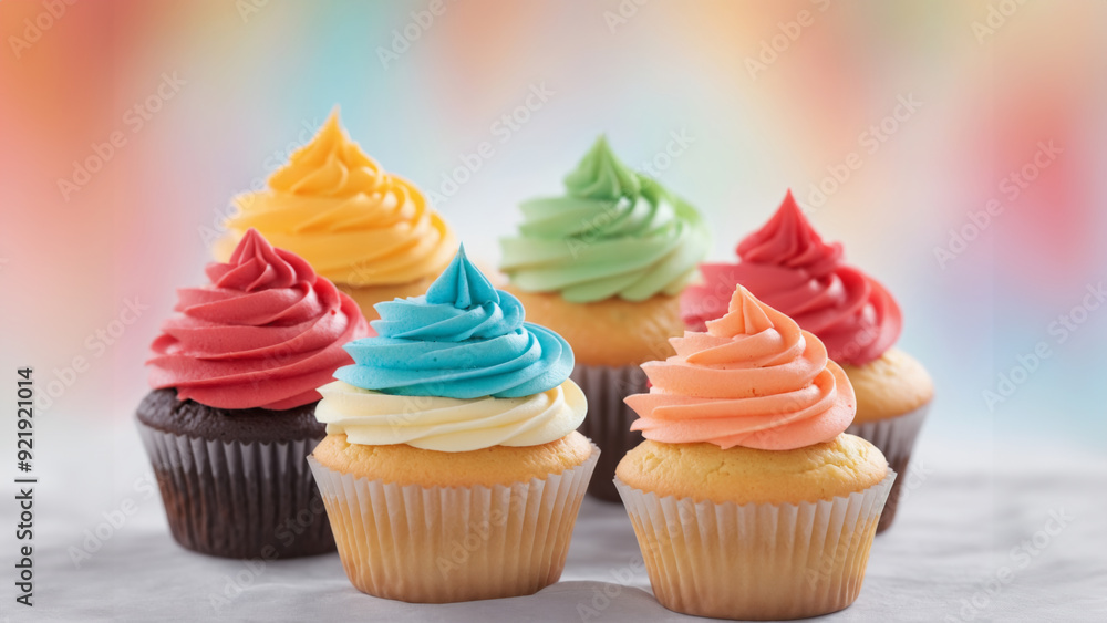 Colorful cupcakes with cream and sprinkles Colorful cupcakes with cream and sprinkles