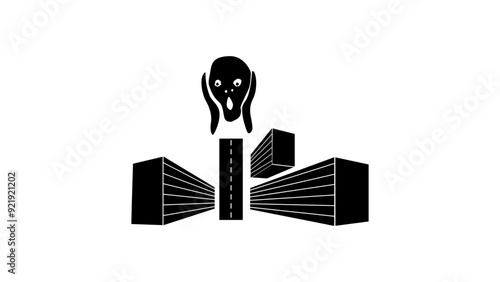 fear of heights , Black Isolated Silhouette