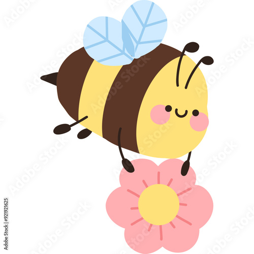 Cute Honey bee with flower