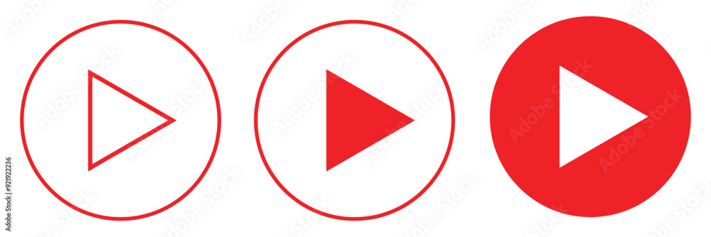 Play icon set. play button icon vector symbol. music video start sign. Play icon set. play button icon vector symbol. music video start sign.