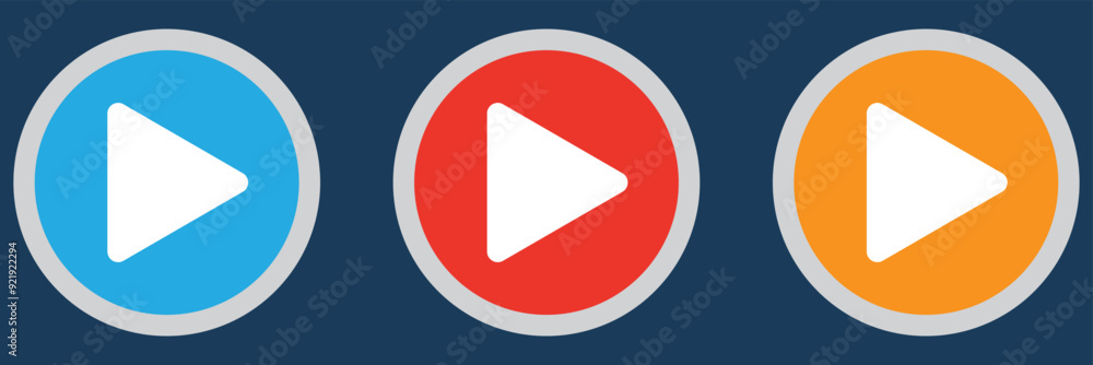Play icon set. play button icon vector symbol. music video start sign. Play icon set. play button icon vector symbol. music video start sign.