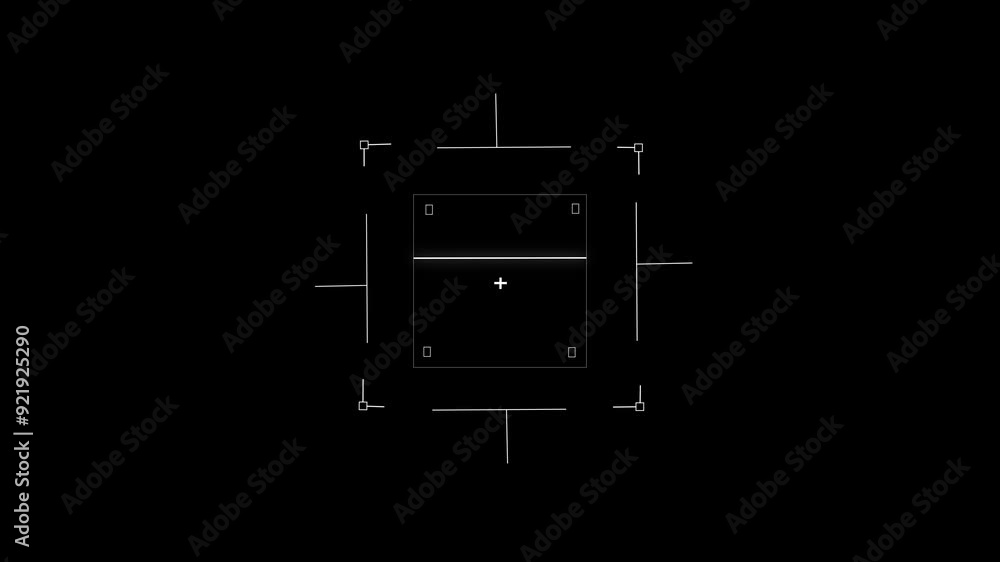 White HUD Square searching target elements on isolated black background. Target searching scope and scanning element theme. White HUD Square searching target elements on isolated black background. Target searching scope and scanning element theme.