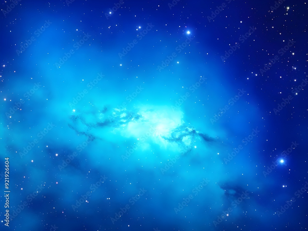 Glowing Blue Nebula with Stars in Deep Space Background Glowing Blue Nebula with Stars in Deep Space Background