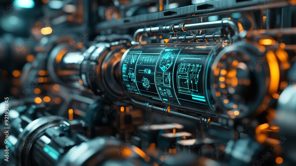 Futuristic Industrial Machinery with a Digital Interface Futuristic Industrial Machinery with a Digital Interface