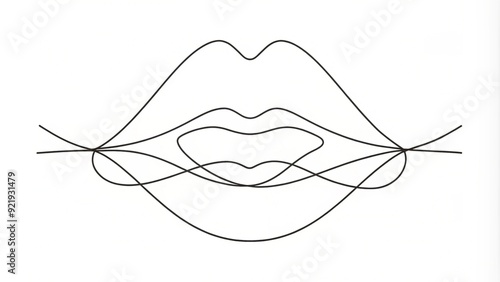 Pair of Lips Continuous Line Drawing