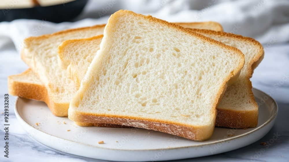 Slices of fluffy white bread with a soft texture, ready for sandwiches or toast. Perfect for breakfast and meal prep ideas Slices of fluffy white bread with a soft texture, ready for sandwiches or toast. Perfect for breakfast and meal prep ideas